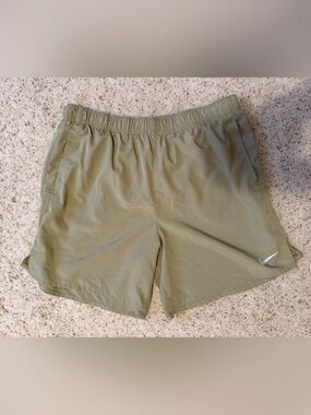 Nike Tan/Hint of Olive Green Dri Fit Athletic Shorts